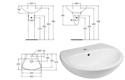 Сириус Элеганс  (BOX) умывальник 500мм, белый Vidima W891801/W891861