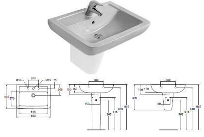"Евровит+"  умывальник 65 см квадратный Ideal Standard V303001