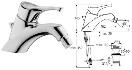 Серамикс 60-ых смеситель для биде, хром Ideal Standard A3826AA