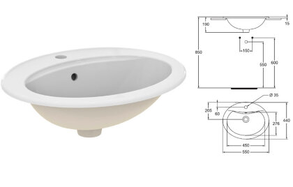 "СеваФреш/Стиль" (BOX) раковина встраиваемая 560х460 мм, белый W504801/W504861