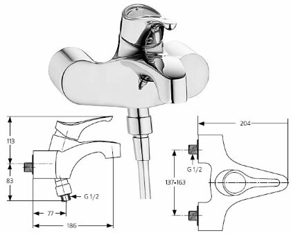 Серамикс 60-ых смеситель для ванны/душа настенный, хром Ideal Standard Ideal Standard A3832AA Снят с производства