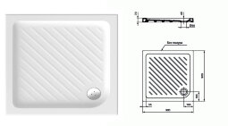 Поддон керамический [BOX] 90х90 квадрат, диаметр слива 90 мм, белый  Vidima W830101 /W830001/W833361