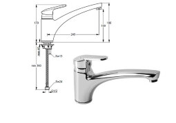 Плая Смеситель для кухонной мойки с гибкой подводкой G1/2 Ideal Standard Playa B9292AA