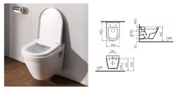 Унитаз Vitra S50, арт. , подвесной с бидеткой, цвет белый, 52 см 5318B003-0850 +сиденье микролифт 801-003-009:
