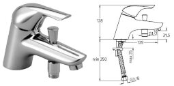 Сераплан Нью смеситель для ванны настольный без душевого набора, хром Ideal Standard B4101AA