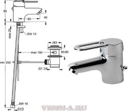 Сева М-II смеситель для умывальника, хром Vidima B7822AA Снят с производства