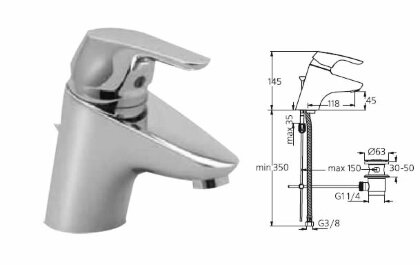 Сераспринт нью смеситель для умывальника, гибкая подводка, хром Ideal Standard B6902AA