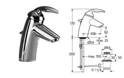 Тенденс смеситель для умывальника, Grande, гибкая  подводка, хром Ideal Standard А3120АА