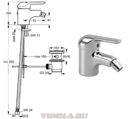 Сева Эко смеситель для биде с донным клапаном, хром Vidima B7780AA СНЯТ С ПРОИЗВОДСТВА