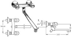 Альфа Нью смеситель для ванны с длинным изливом,320 мм, с аксессуарами Ideal Standard В7683АА
