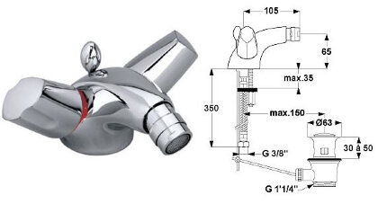 Еврофло Нью смеситель для биде, гибкая подводка Ideal Standard B1896AA