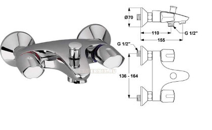 Еврофло Нью смеситель для ванны Ideal Standard B1901AA / B2508AA