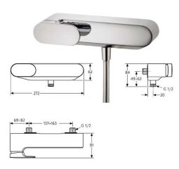 Моментс смеситель для душа, настенный без аксессуаров, хром Ideal Standard A3910AA